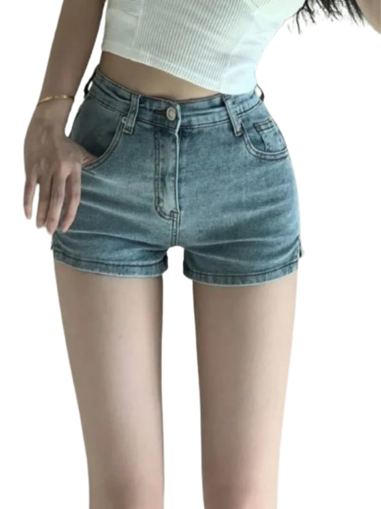 Pantalones cortos vaqueros ajustados de chica sexy europea y americana