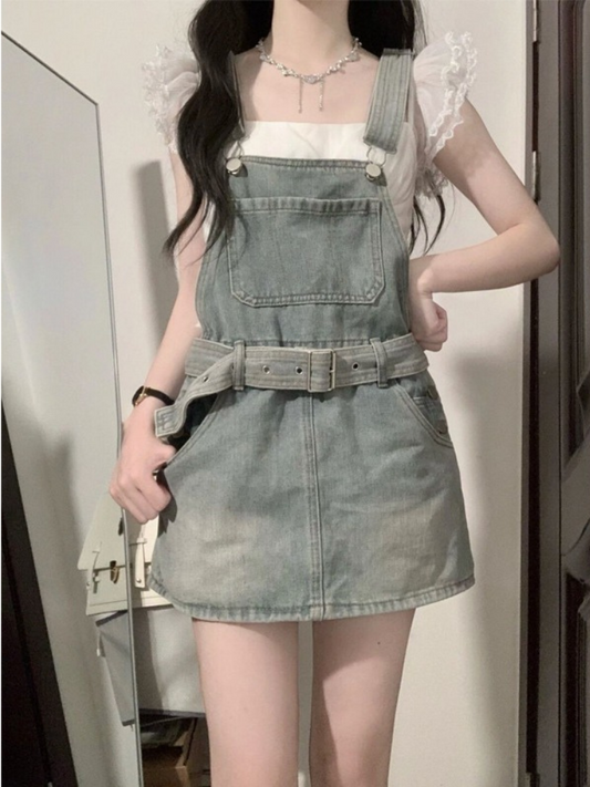 Spring and autumn Korean-style women's suspender skirt
