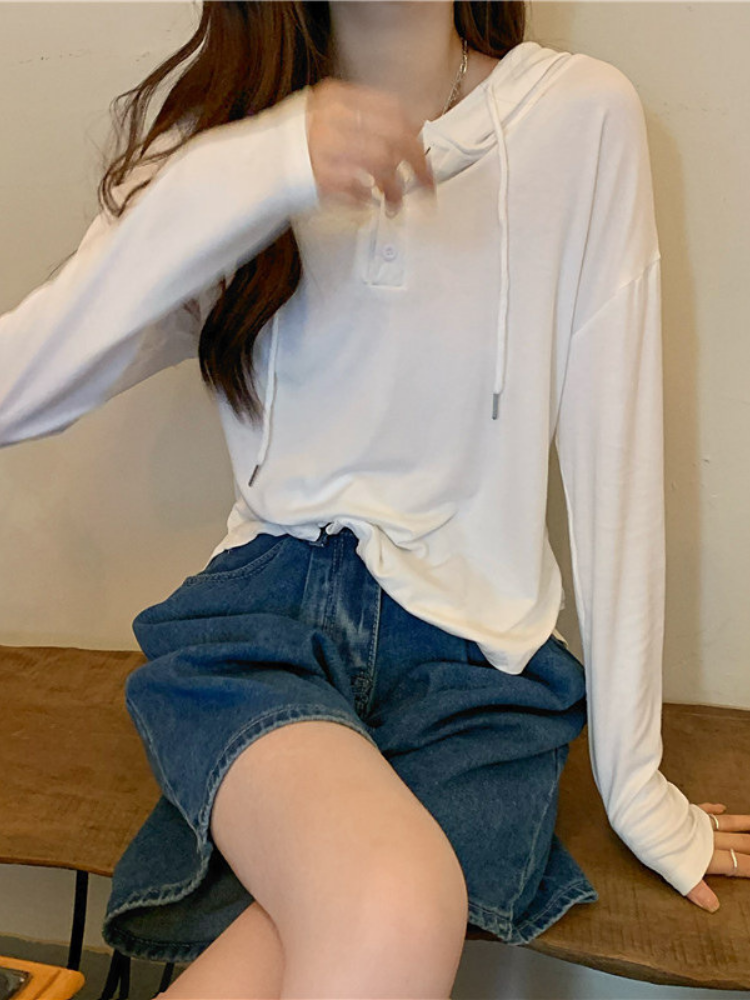 Camiseta de manga larga de estilo coreano para estudiantes
