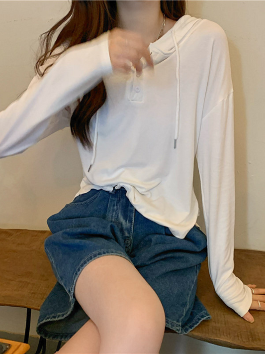 Camiseta de manga larga de estilo coreano para estudiantes