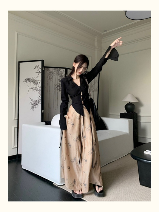 Traje de viento chino estilo pintura con tinta