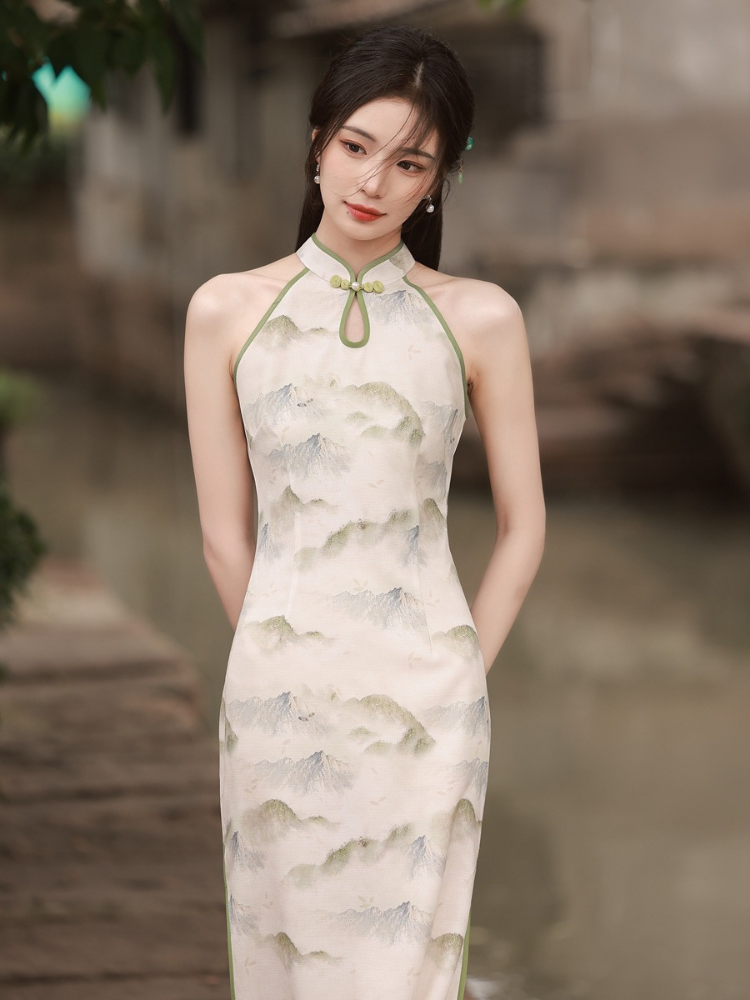 Nuevo cheongsam sin mangas de estilo chino