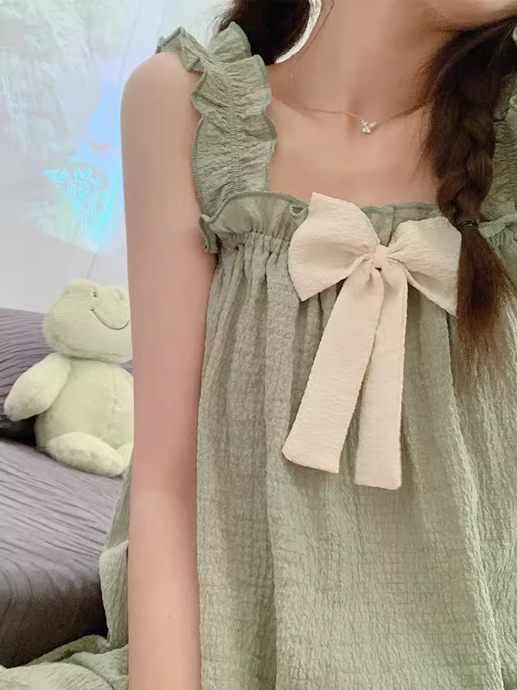 Summer women's bubble cotton home wear