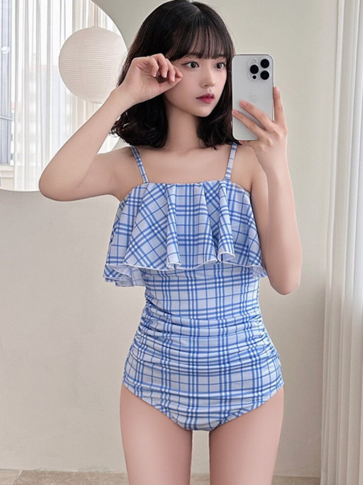 Traje de baño coreano conservador de una pieza de primavera termal