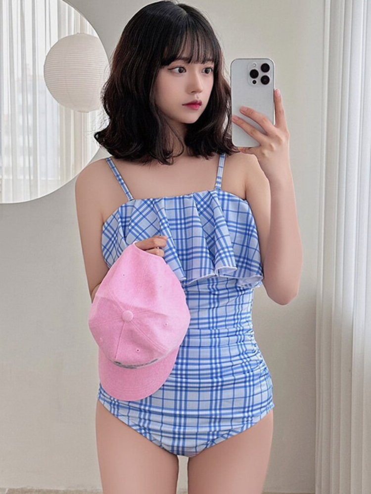 Traje de baño coreano conservador de una pieza de primavera termal